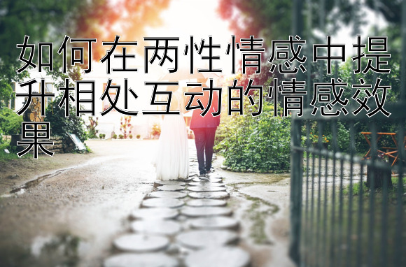 如何在两性情感中提升相处互动的情感效果